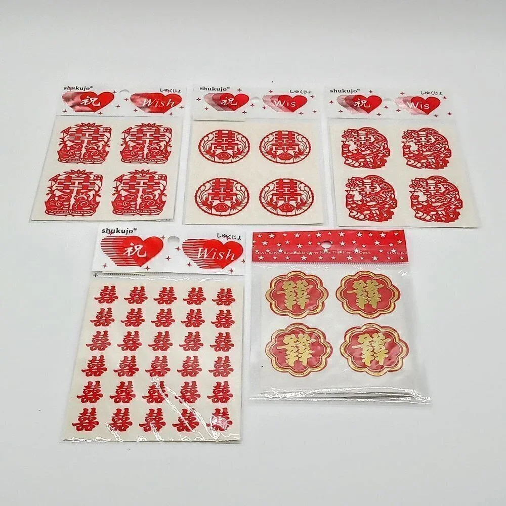 Chinese Red Stickers Assortment - 5 Packets